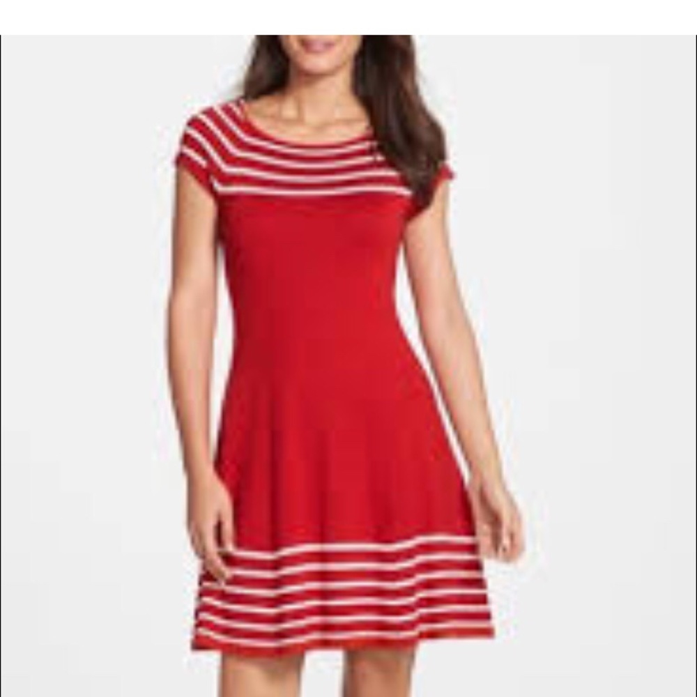 NWT-Red and white knit dress